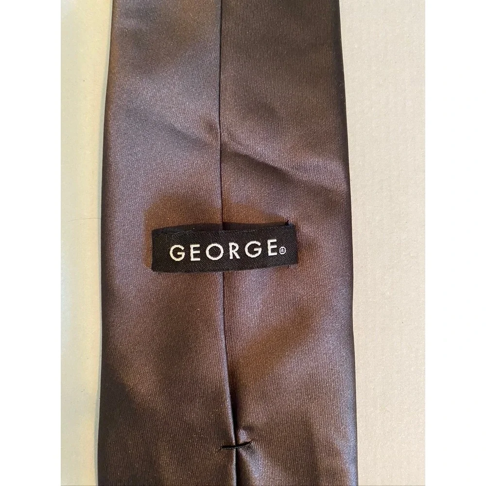 George Mens Necktie Chocolate Brown Solid Satin Finish Formal Wedding Tie